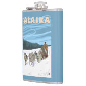 AlaskaDogsledding Vintage Travel Poster Heupfles (Links)