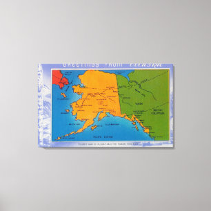 AlaskaGroetings van de kaart van Alaska Canvas Afdruk