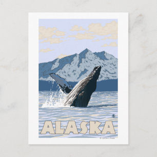 AlaskaHumpback Whale Vintage Travel Poster Briefkaart