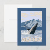 AlaskaHumpback Whale Vintage Travel Poster Briefkaart (Voorkant / Achterkant)