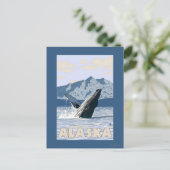 AlaskaHumpback Whale Vintage Travel Poster Briefkaart (Staand voorkant)