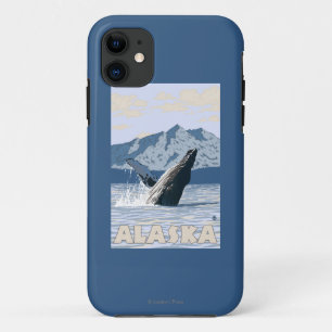 AlaskaHumpback Whale Vintage Travel Poster iPhone 11 Hoesje
