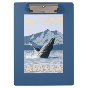 AlaskaHumpback Whale Vintage Travel Poster Klembord