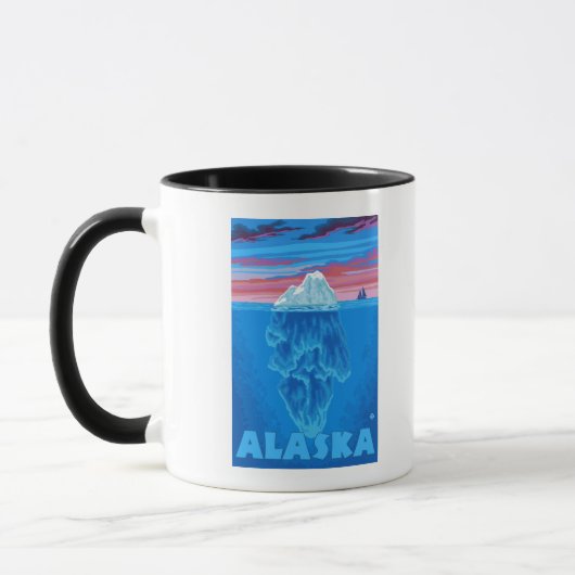 AlaskaIceberg Vintage Travel Poster Mok (Links)