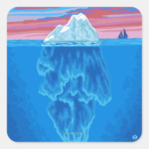 AlaskaIceberg Vintage Travel Poster Vierkante Sticker