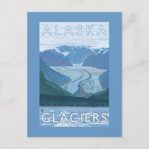 AlaskaLarge Glacier Scene Vintage Travel Briefkaart