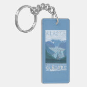 AlaskaLarge Glacier Scene Vintage Travel Sleutelhanger (Voorkant Links)