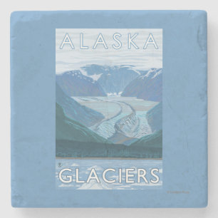 AlaskaLarge Glacier Scene Vintage Travel Stenen Onderzetter