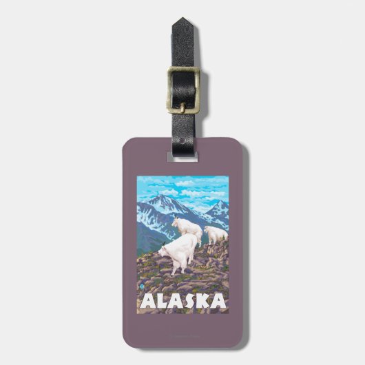 AlaskaMountain Goats Vintage Travel Poster Bagagelabel (Voorkant verticaal)