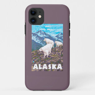AlaskaMountain Goats Vintage Travel Poster iPhone 11 Hoesje