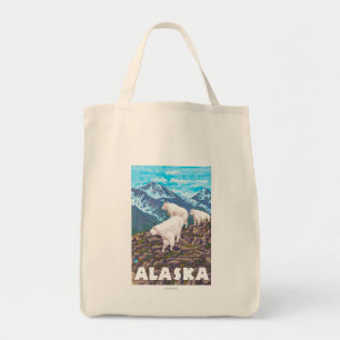 AlaskaMountain Goats Vintage Travel Poster Tote Bag