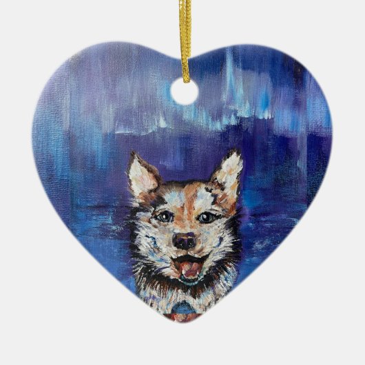 Alaskan Borealis Pup Keramisch Ornament (Voorkant)