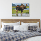 Alaskan Bull Moose in Schilderachtig Marsh Photo D Canvas Afdruk (Insitu (Slaapkamer))