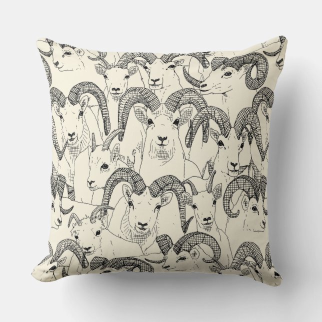 Alaskan Dall schaap zwarte parel Kussen (Voorkant)