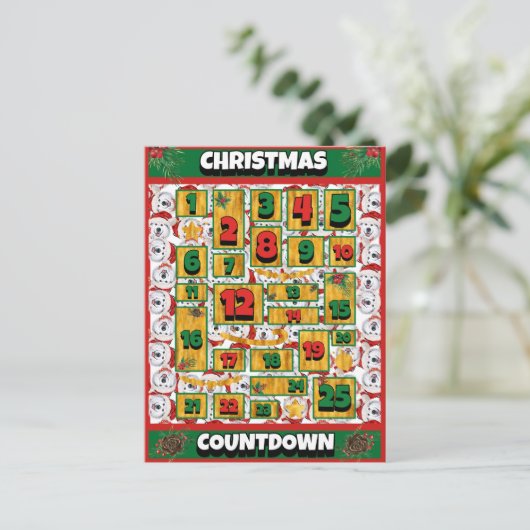 Alaskan Dog Counting Kerstmis Advent Calendar Feestdagenkaart (Staand voorkant)