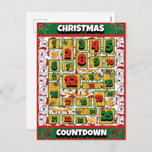 Alaskan Dog Counting Kerstmis Advent Calendar Feestdagenkaart (Voorkant / Achterkant)