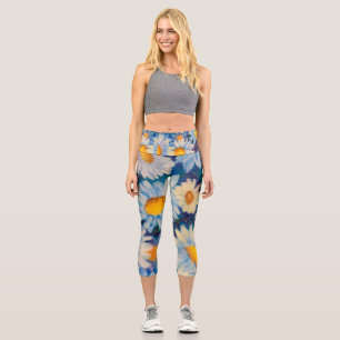 Alaskan Drazy Daisies Capri Yoga Leggings
