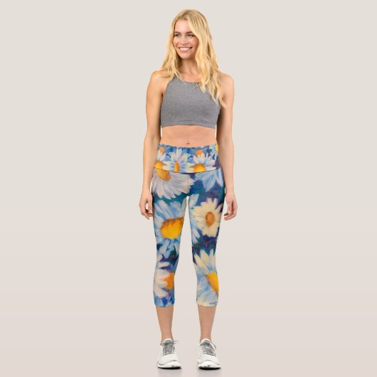 Alaskan Drazy Daisies Capri Yoga Leggings (Recto)