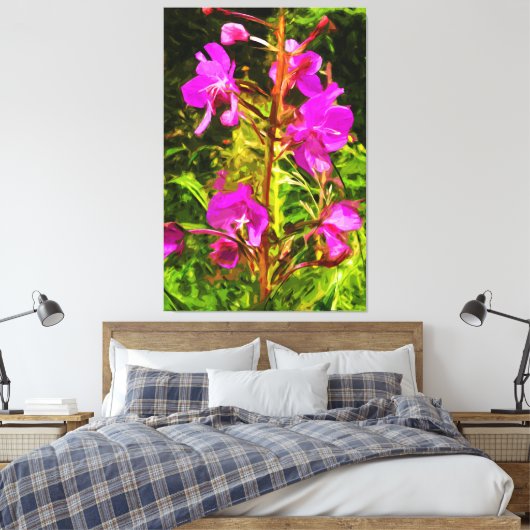 Alaskan Fireweed Pink Wildflower Abstract Canvas Afdruk (Insitu (Slaapkamer))