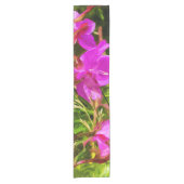 Alaskan Fireweed Pink Wildflower Abstract Korte Tafelloper (Voorkant)