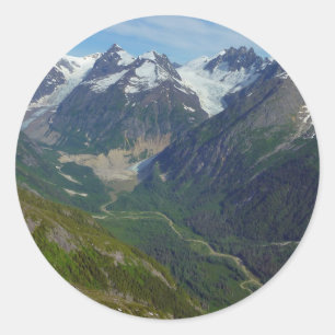 Alaskan Glacier-Carved Valley Ronde Sticker