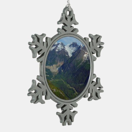 Alaskan Glacier-Carved Valley Tin Sneeuwvlok Ornament (Links)