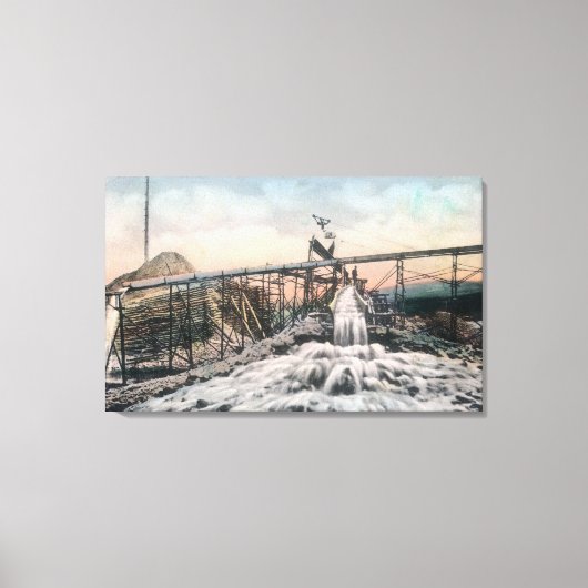 Alaskan Gold Mining Operation Sluice Box Canvas Afdruk (Voorkant)