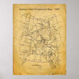 "Alaskan Gold Prospecting Map - 1897" Poster