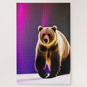 Alaskan Grizzly Beer en Roze Aurora Borealis Legpuzzel
