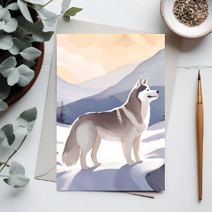 Alaskan Husky Dog Mountain Aquarel Briefkaart