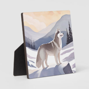 Alaskan Husky   Dog Mountain Aquarel Fotoplaat