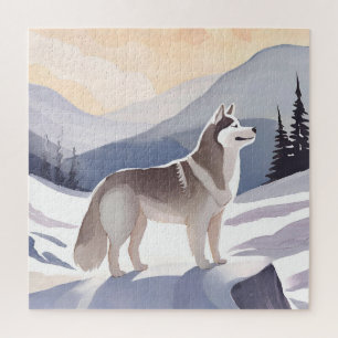 Alaskan Husky   Dog Mountain Aquarel Legpuzzel