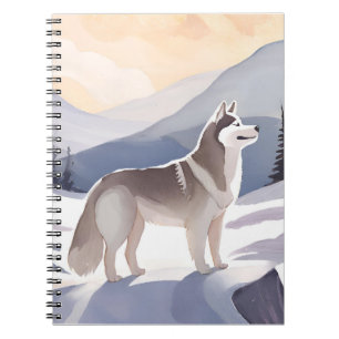Alaskan Husky Dog Mountain Aquarel Notitieboek