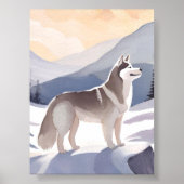 Alaskan Husky | Dog Mountain Watercolor Art Poster (Voorkant)