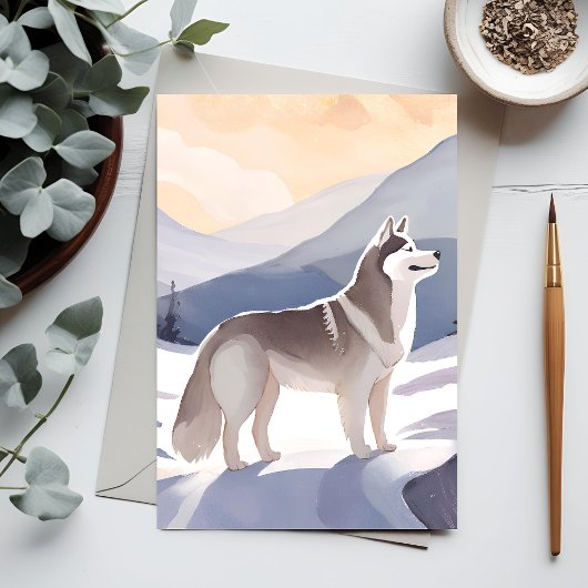 Alaskan Husky | Dog Mountain Waterverf Briefkaart