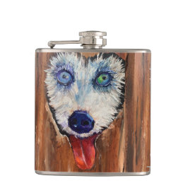 Alaskan Husky Sleddog Flask Heupfles