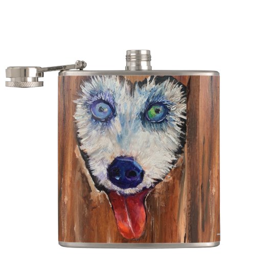 Alaskan Husky Sleddog Flask Heupfles (Geopend)