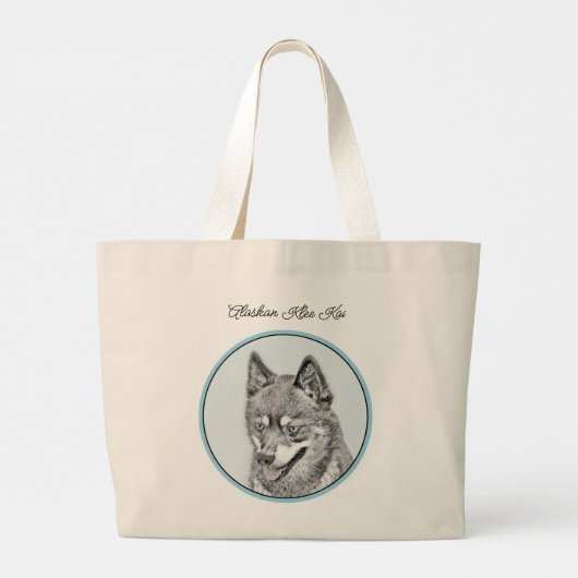 Alaskan Klee Kai AKK Husky Schilderen Schattigee D Grote Tote Bag (Achterkant)