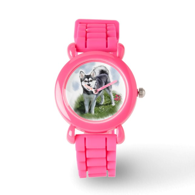 Alaskan Klee Kai Dog Art Horloge (Voorkant)