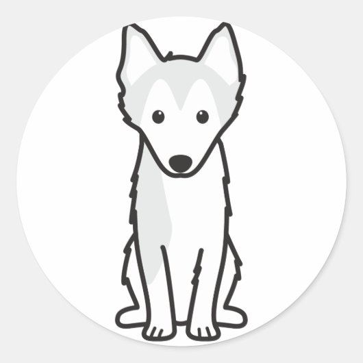 Alaskan Klee Kai Dog Cartoon Ronde Sticker (Voorkant)