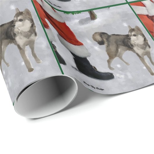 Alaskan Klee Kai Kerst Vrolijk Cadeaupapier (Rol Hoek)