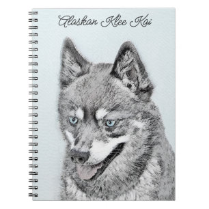 Alaskan Klee Kai Painting - Cute Original Dog Art Notitieboek