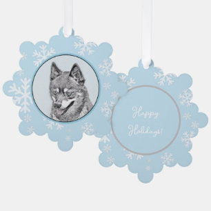 Alaskan Klee Kai Painting - Cute Original Dog Art Ornament Kaart
