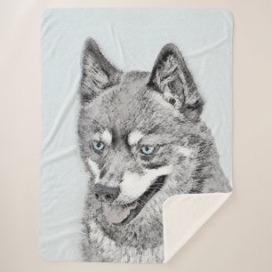 Alaskan Klee Kai Painting - Cute Original Dog Art Sherpa Deken