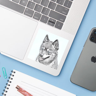Alaskan Klee Kai Painting - Cute Original Dog Art Sticker