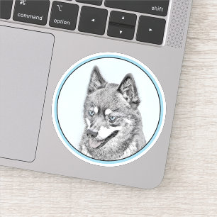 Alaskan Klee Kai Painting - Cute Original Dog Art Sticker