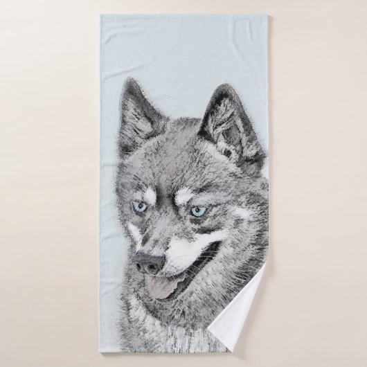 Alaskan Klee Kai Peinture - Cute Original Chien Ar (Serviette de bain)