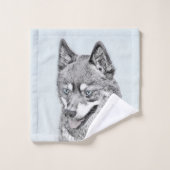 Alaskan Klee Kai Peinture - Cute Original Chien Ar (Gant de toilette)