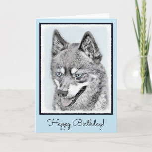 Alaskan Klee Kai schilderen - Originele Dog Kunst Kaart