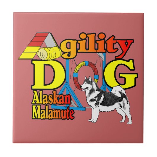Alaskan Malamute Agility Tegeltje (Voorkant)